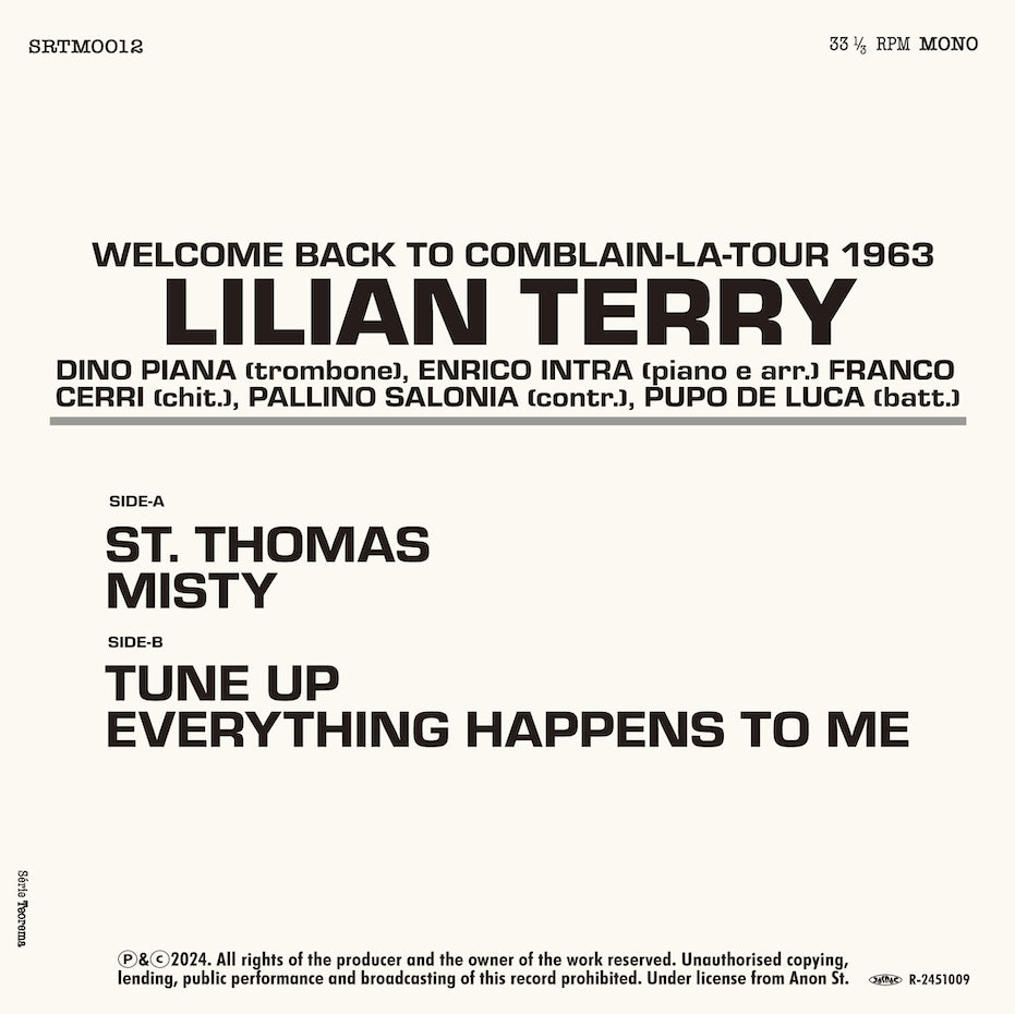 Lilian Terry - Welcome Back To Comblain - La - Tour 1963