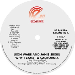 LEON WARE / THAT'S WHY I CAME TO CALIFORNIA (feat. JANIS SIEGEL)