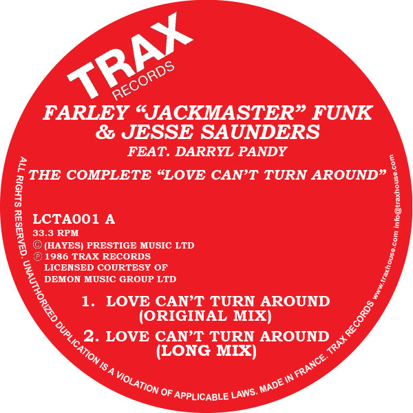 FARLEY JACKMASTER FUNK & JESSE SAUNDERS / (THE COMPLETE) LOVE CAN'T TURN AROUND (feat.DARRYL PANDY)