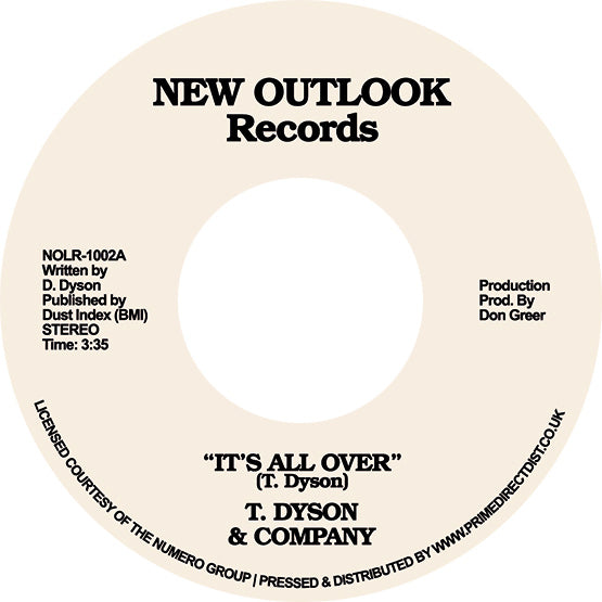 T.DYSON &amp; COMPANY / IT'S ALL OVER / FIRST TIME (7 inch) -RSD LIMITED-