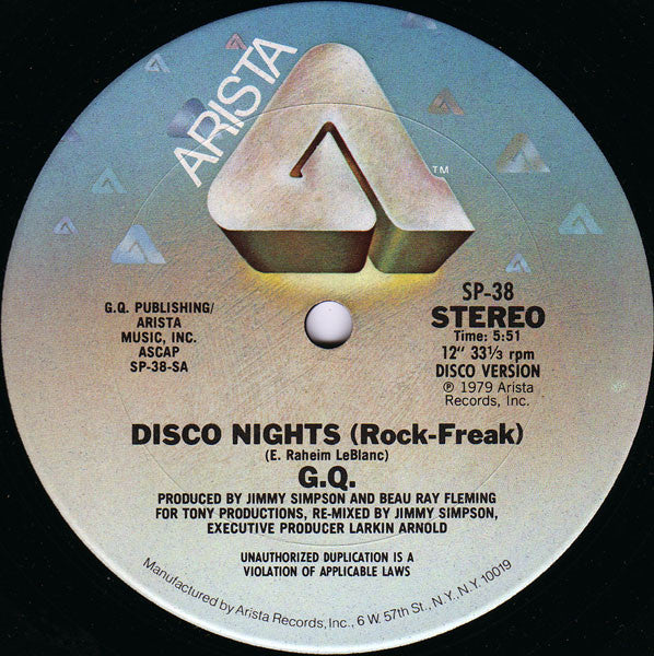 G.Q. / DISCO NIGHTS  /  BOOGIE OOGIE OOGIE(USED)