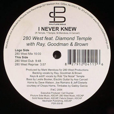 280 WEST feat.DIAMOND TEMPLE / I NEVER KNEW (USED)