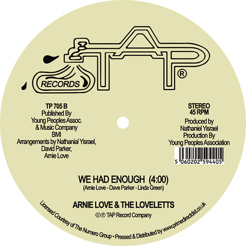 Arnie Love & The Loveletts – Invisible Wind / Me, Myself & I / We Had Enough -RSD LIMITED-